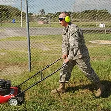 Mowing the lawn